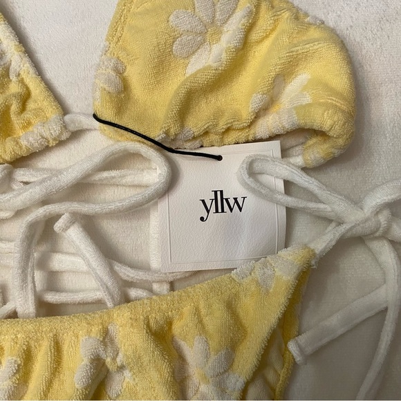 New! SET YLLW THE LABEL Eco Terry Side Tie Bikini 3641 - Picture 3 of 11